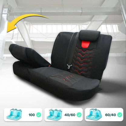 Pokrowce na fotele samochodowe OPTIMUS - CZARNO CZERWONY (KOMPLET) 