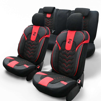Pokrowce na fotele samochodowe OPTIMUS - CZARNO CZERWONY (KOMPLET) 