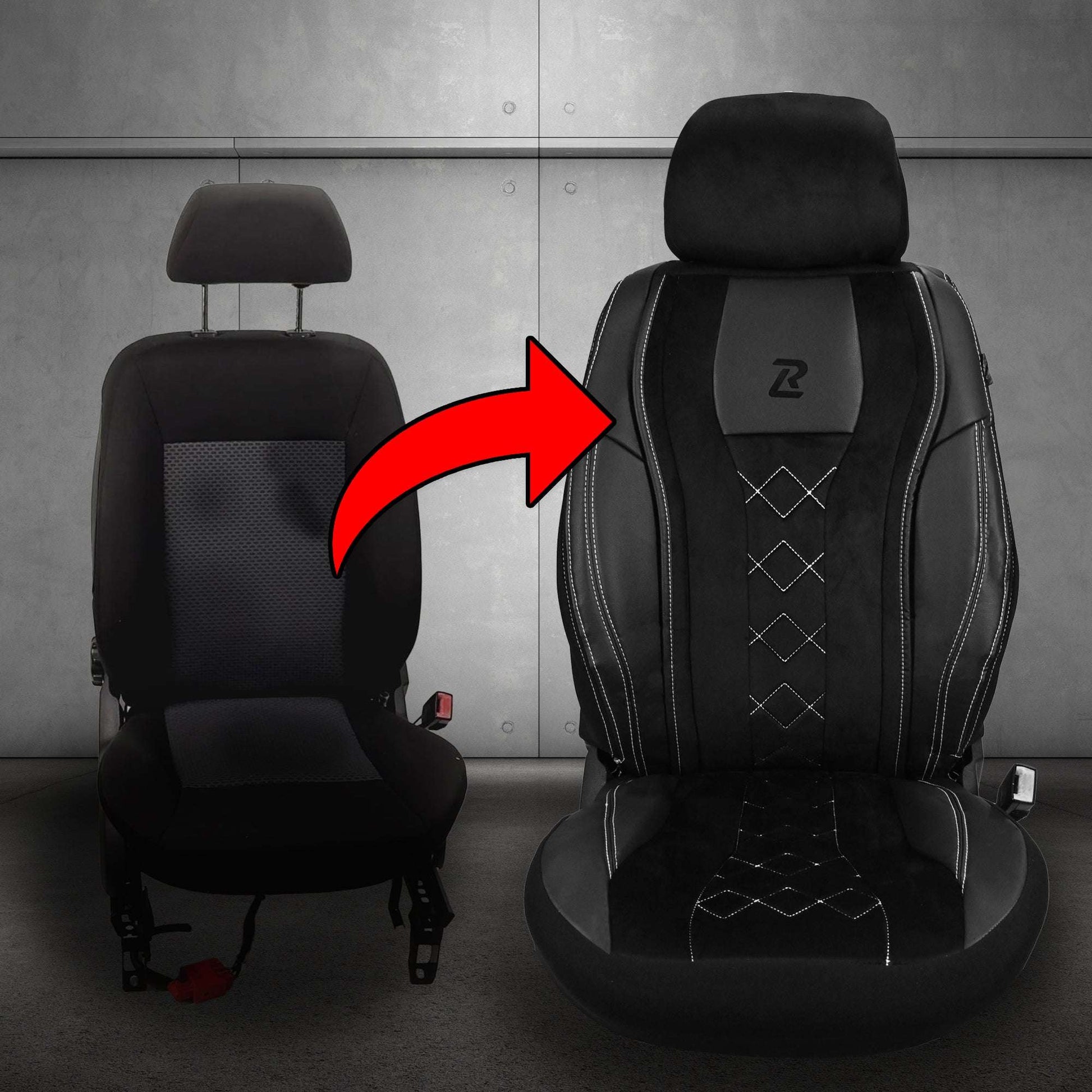 Pokrowce na fotele samochodowe AERO - Czarno Szary (KOMPLET) 