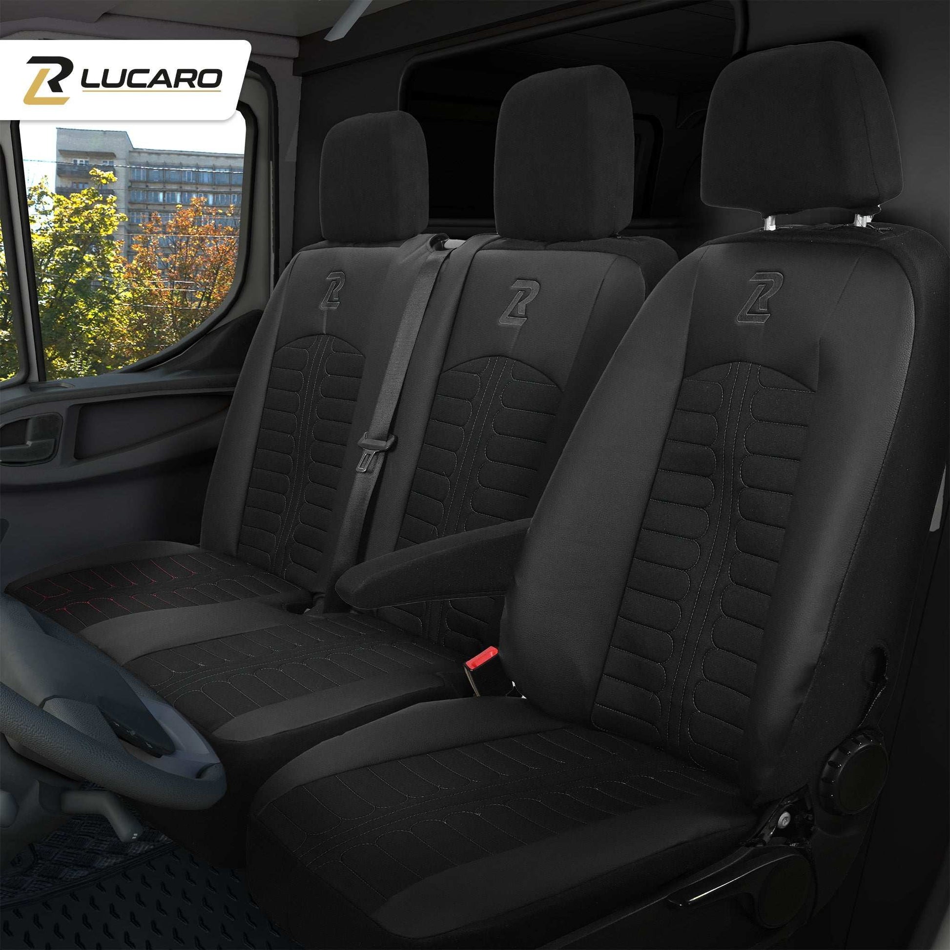 Pokrowce na fotele TORNADO Mercedes Sprinter 3 od 2018 1+2 Czarno - Czarny 