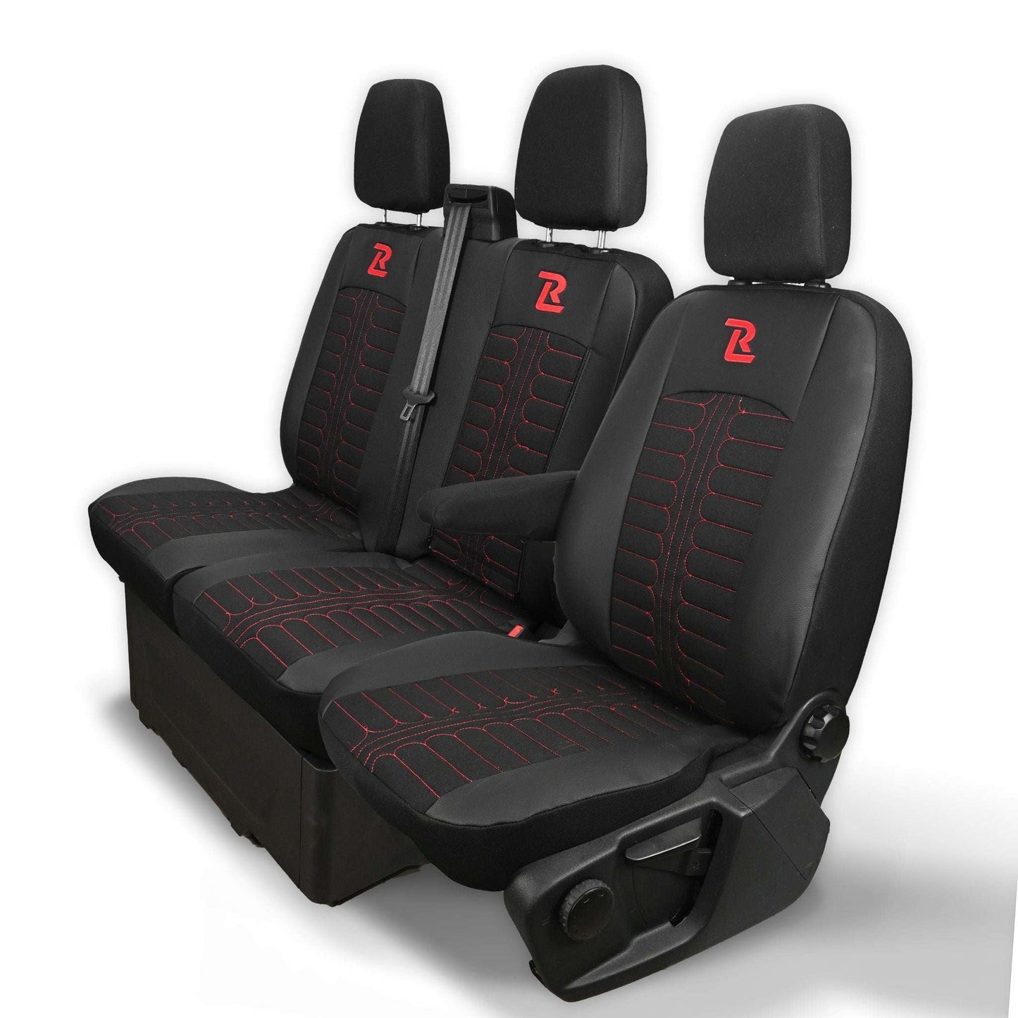 Pokrowce na fotele TORNADO Ford Transit, Transit Custom od 2013 1+2 CZARNO - CZERWONY 