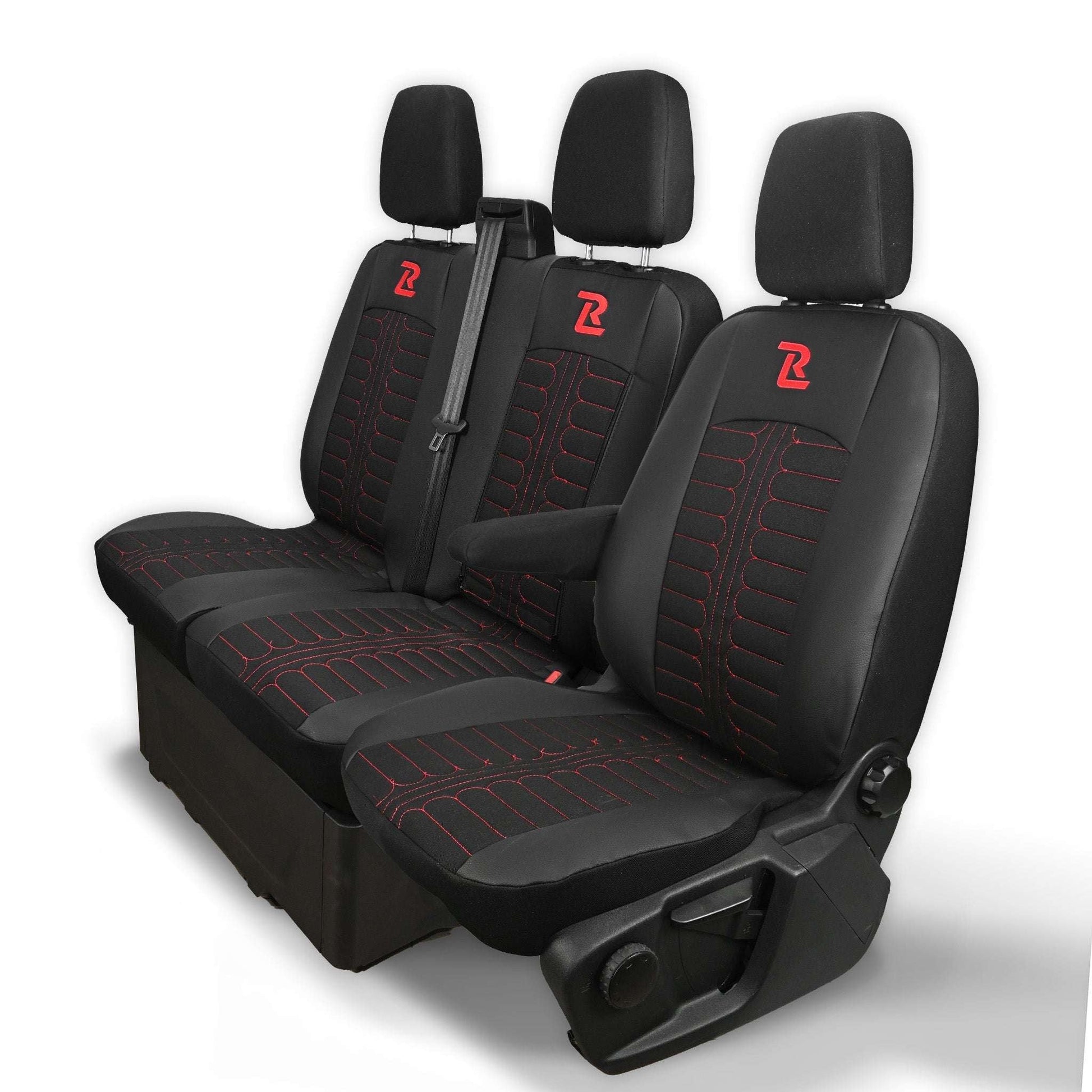 Pokrowce na fotele TORNADO Ford Transit, Transit Custom od 2013 1+2 CZARNO - CZERWONY 