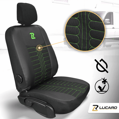Pokrowce na fotele TORNADO Renault Master 3, Opel Movano B, Nissan NV400 - CZARNO - ZIELONY 