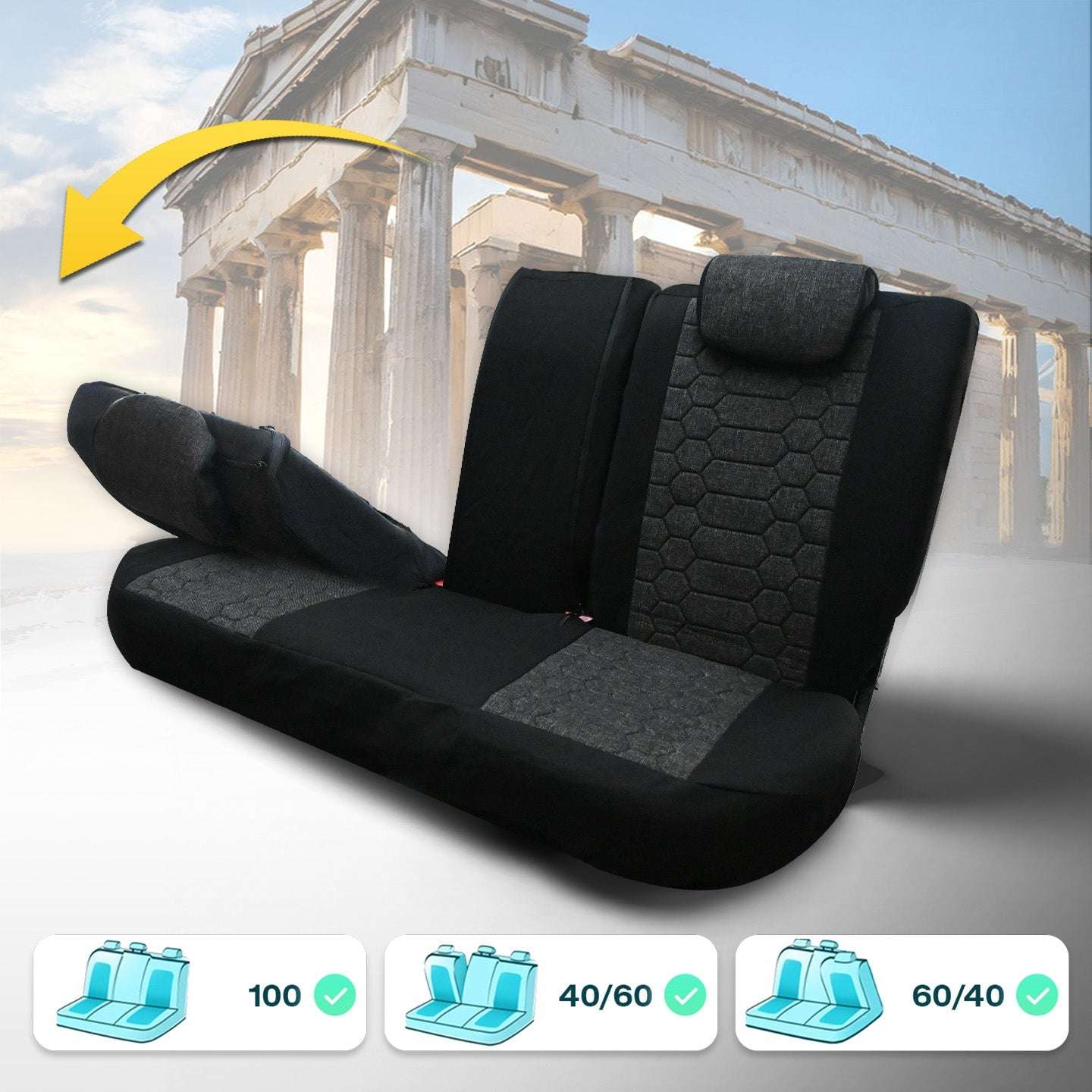 Pokrowce na fotele samochodowe OLIMP - SZARO CZARNY (KOMPLET) 