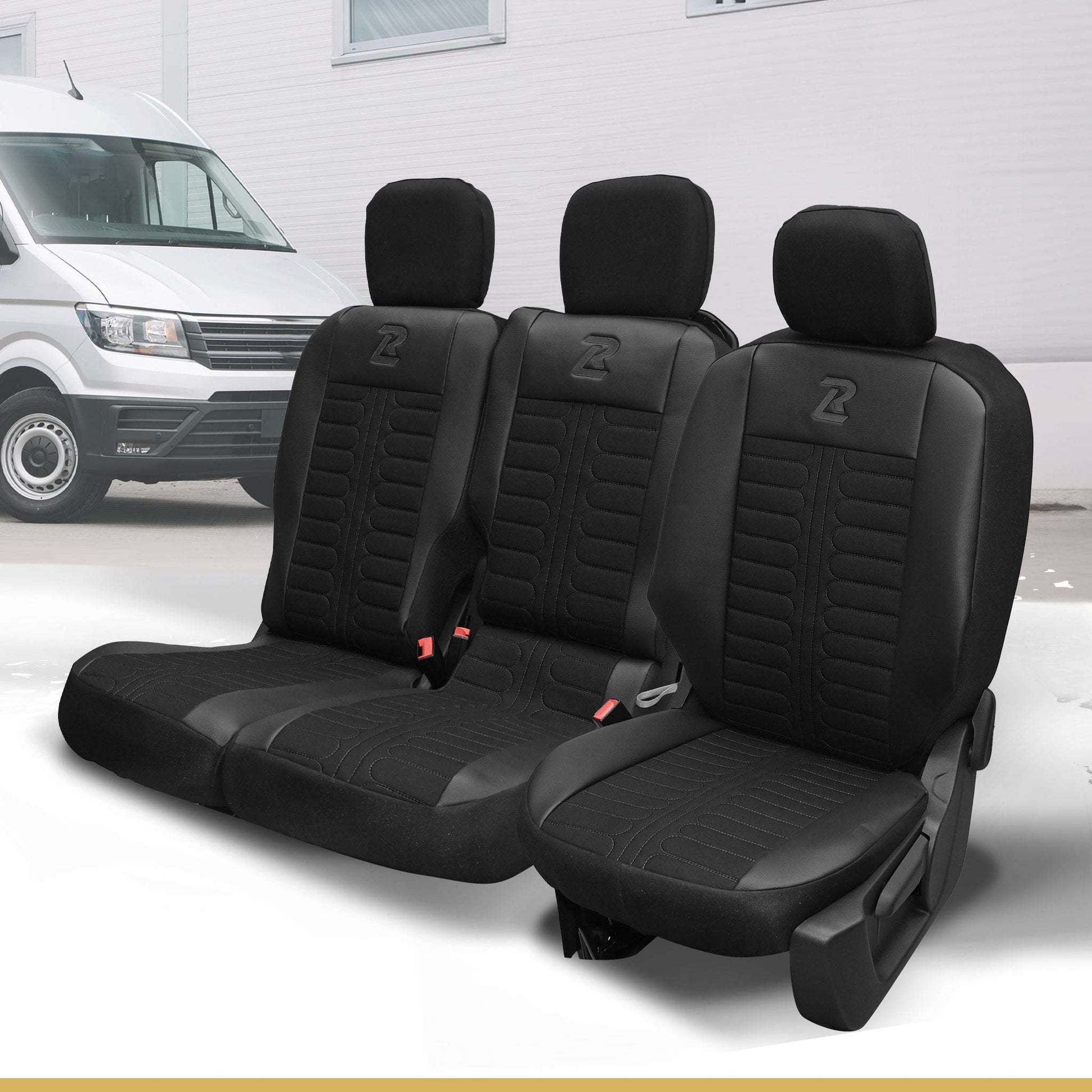 Pokrowce na fotele samochodowe TORNADO Citroen Berlingo 3, Fiat Doblo 3, Peugeot Partner 3, Opel Combo E, Toyota Proace City 1+2 Czarno - Czarny 