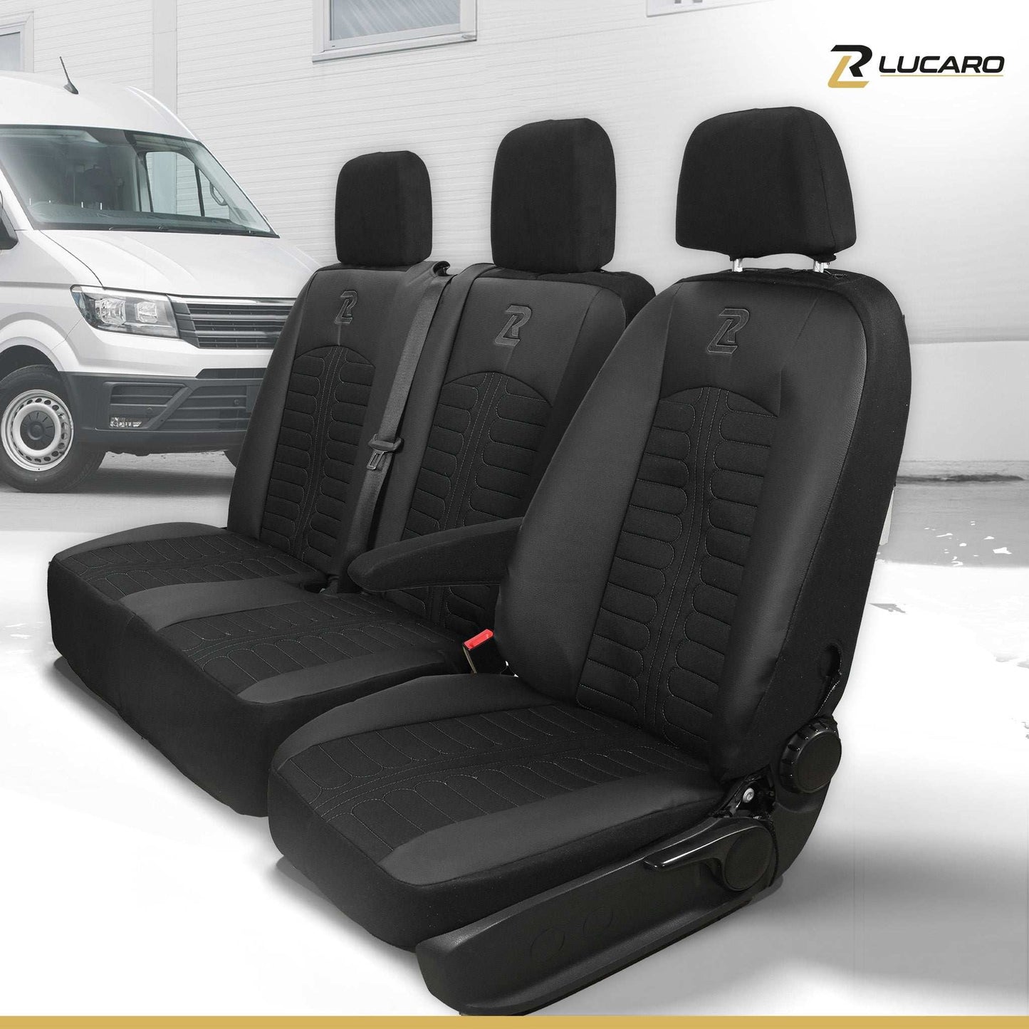 Pokrowce na fotele TORNADO Mercedes Sprinter 3 od 2018 1+2 Czarno - Czarny 