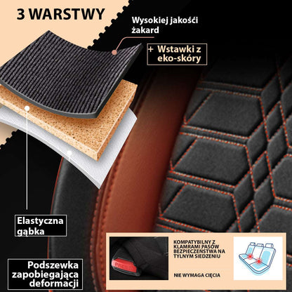 Pokrowce na fotele samochodowe VENEDIK - Brązowe (KOMPLET) 