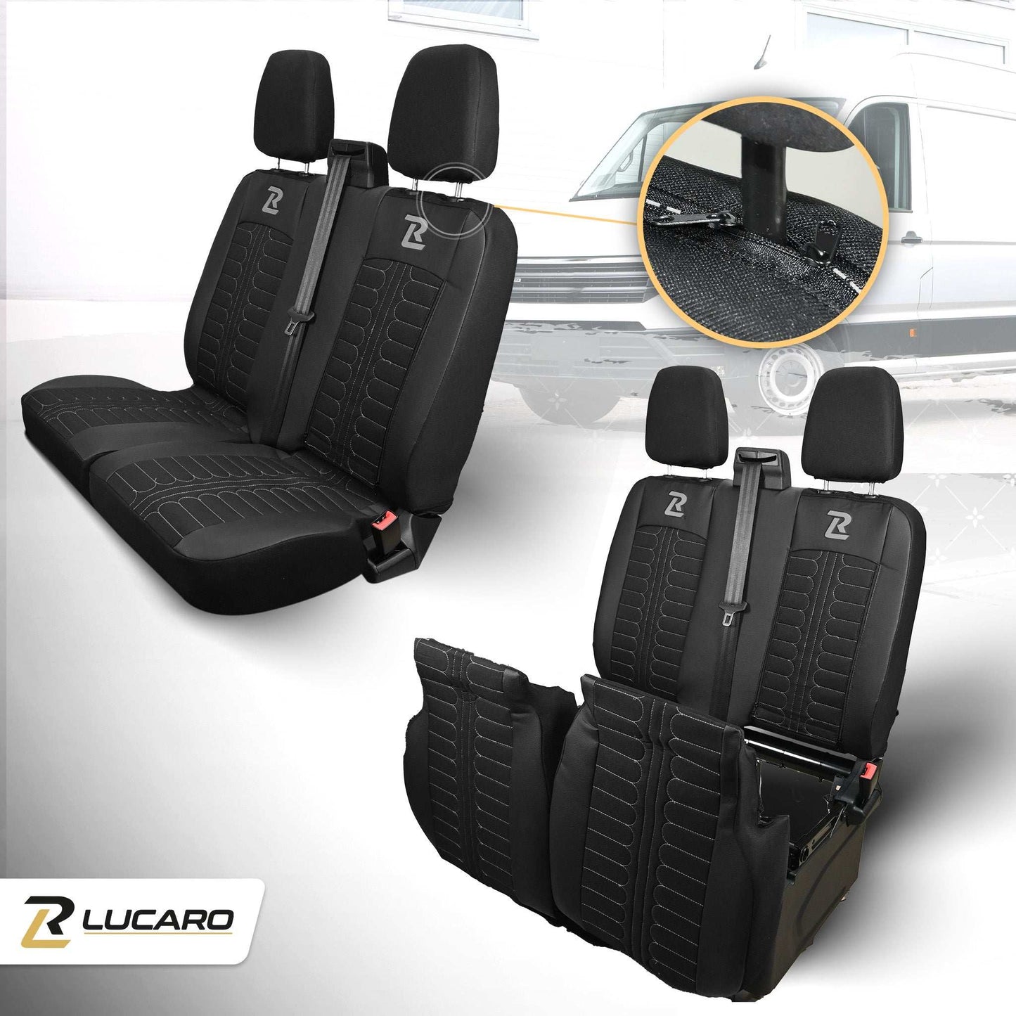 Pokrowce na fotele TORNADO Ford Transit, Transit Custom od 2013 1+2 CZARNO - SZARY 