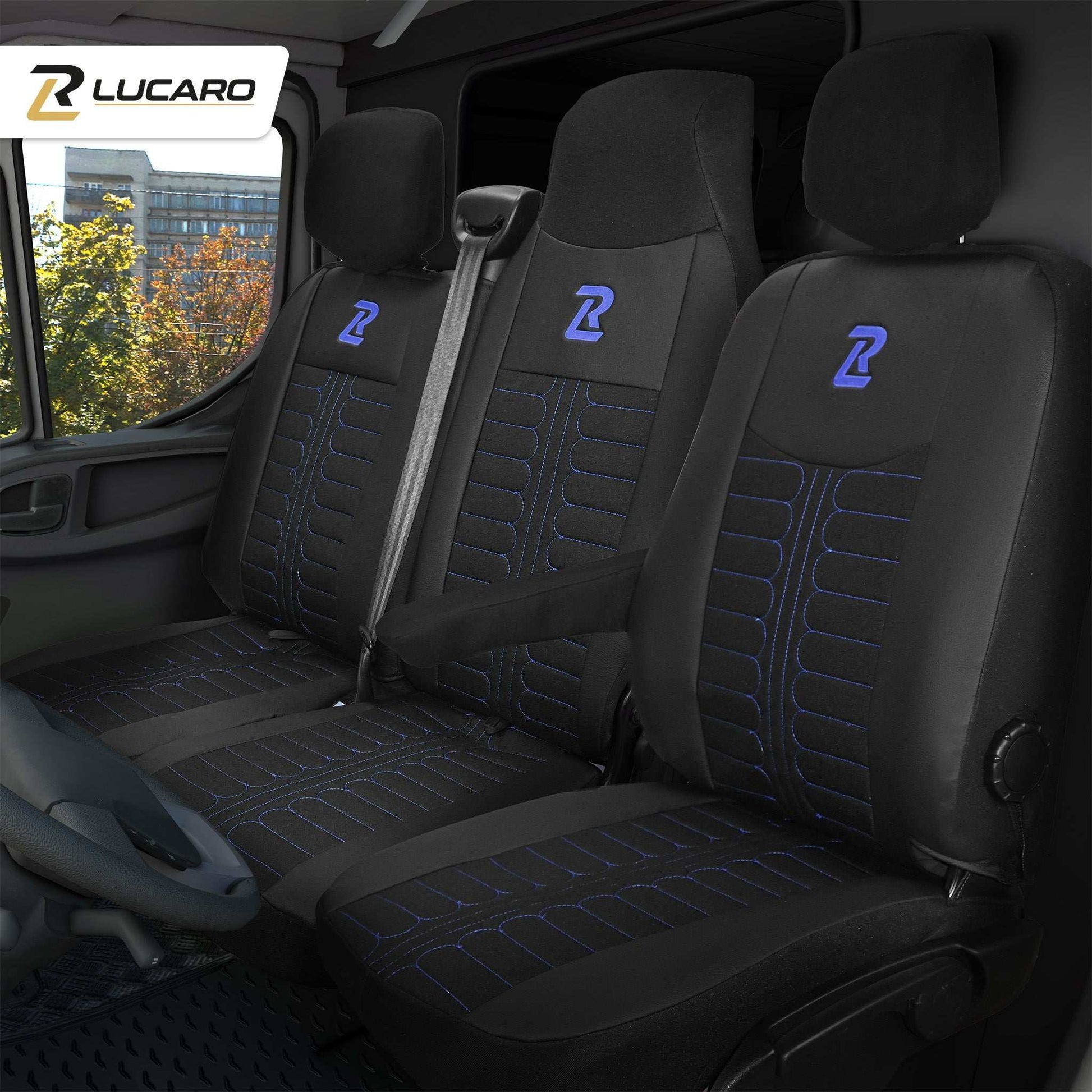 Pokrowce na fotele TORNADO Renault Master 3, Opel Movano B, Nissan NV400 - CZARNO - NIEBIESKI 