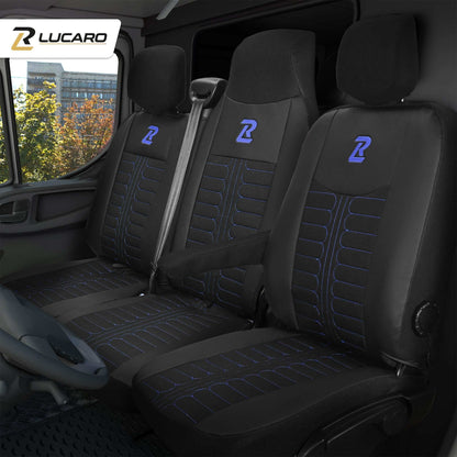 Pokrowce na fotele TORNADO Renault Master 3, Opel Movano B, Nissan NV400 - CZARNO - NIEBIESKI 