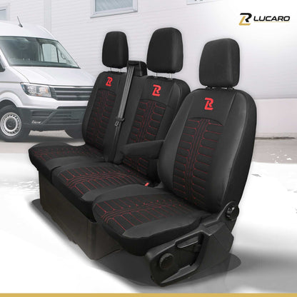 Pokrowce na fotele TORNADO Ford Transit, Transit Custom od 2013 1+2 CZARNO - CZERWONY 