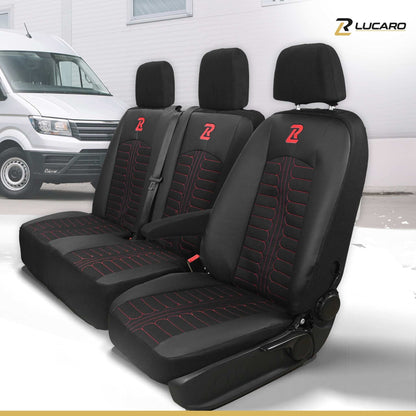 Pokrowce na fotele TORNADO Mercedes Sprinter 3 od 2018 1+2 Czarno - Czerwony 