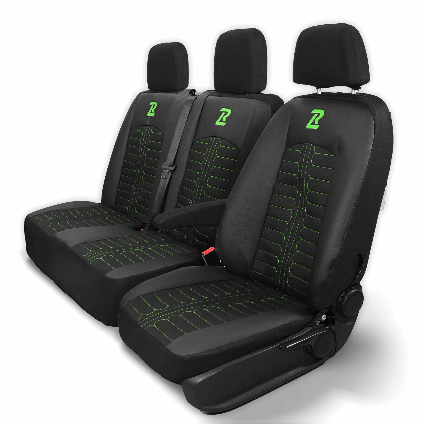 Pokrowce na fotele TORNADO Mercedes Sprinter 3 od 2018 1+2 Czarno - Zielony 