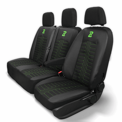Pokrowce na fotele TORNADO Mercedes Sprinter 3 od 2018 1+2 Czarno - Zielony 