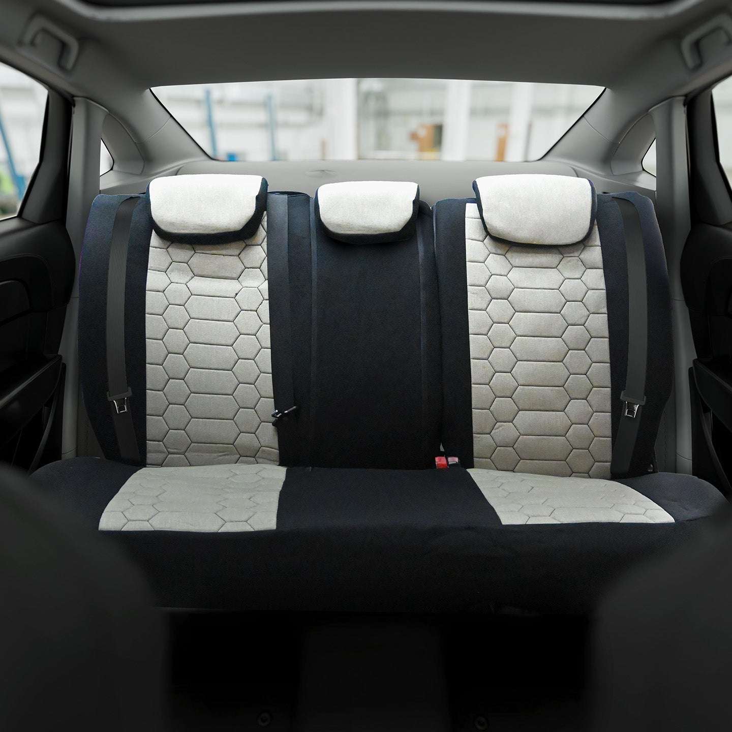 Pokrowce na fotele samochodowe OLIMP - BEŻOWO CZARNY (KOMPLET) 