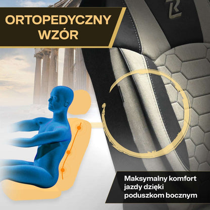 Pokrowce na fotele samochodowe OLIMP - BEŻOWO CZARNY (KOMPLET) 
