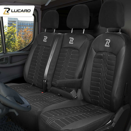 Pokrowce na fotele samochodowe TORNADO Volkswagen Crafter 2, MAN TGE 1+2 Czarno - Szare 