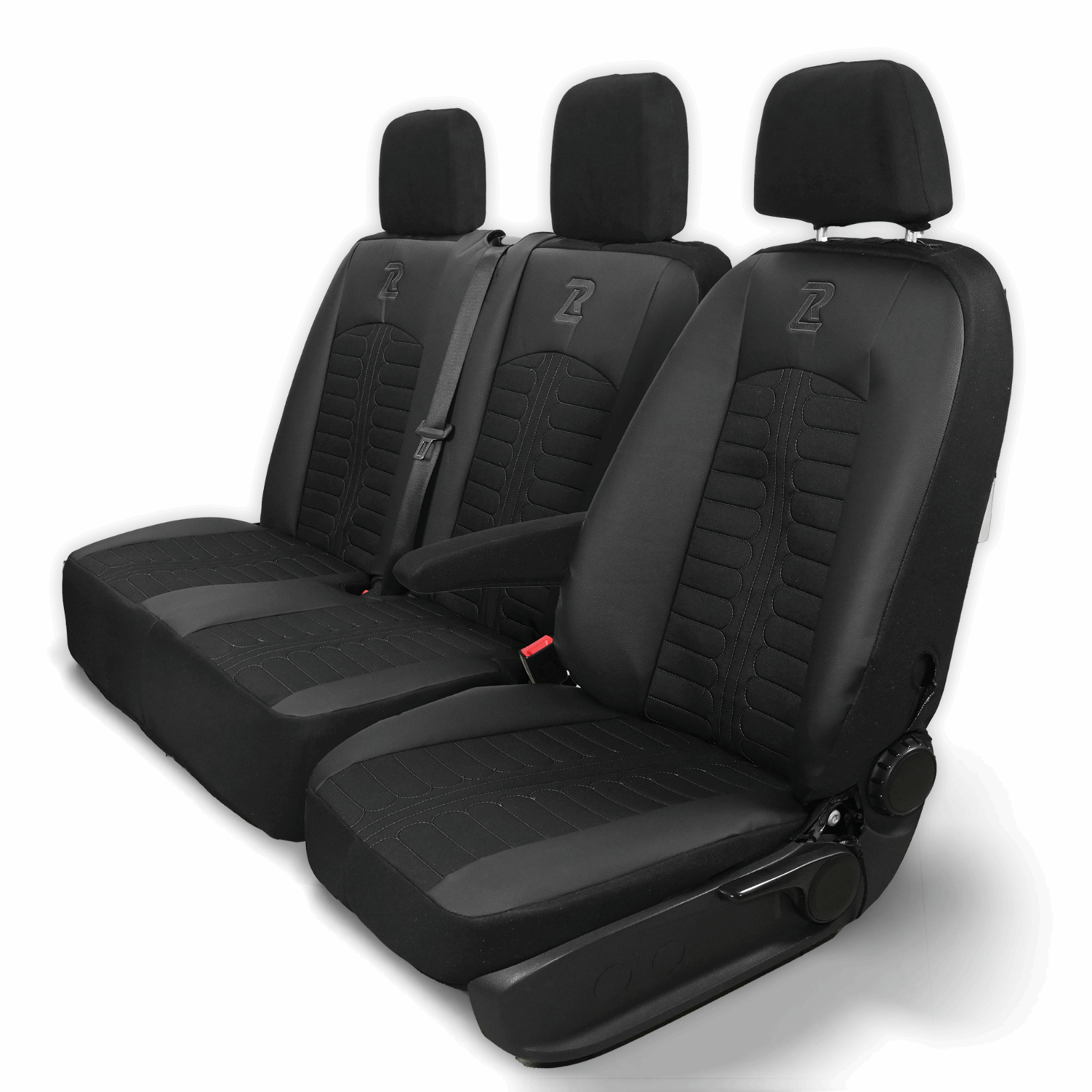 Pokrowce na fotele TORNADO Mercedes Sprinter 3 od 2018 1+2 Czarno - Czarny 