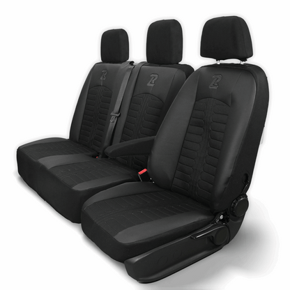 Pokrowce na fotele TORNADO Mercedes Sprinter 3 od 2018 1+2 Czarno - Czarny 
