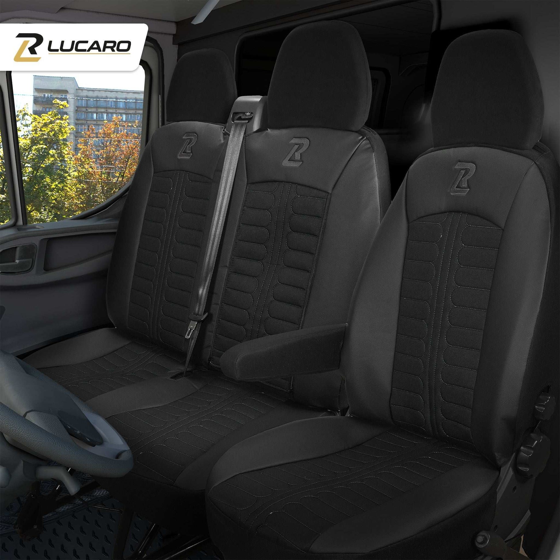 Pokrowce na fotele TORNADO Fiat Ducato, Peugeot Boxer, Citroen Jumper, Opel Movano C, RAM Promaster CZARNY 