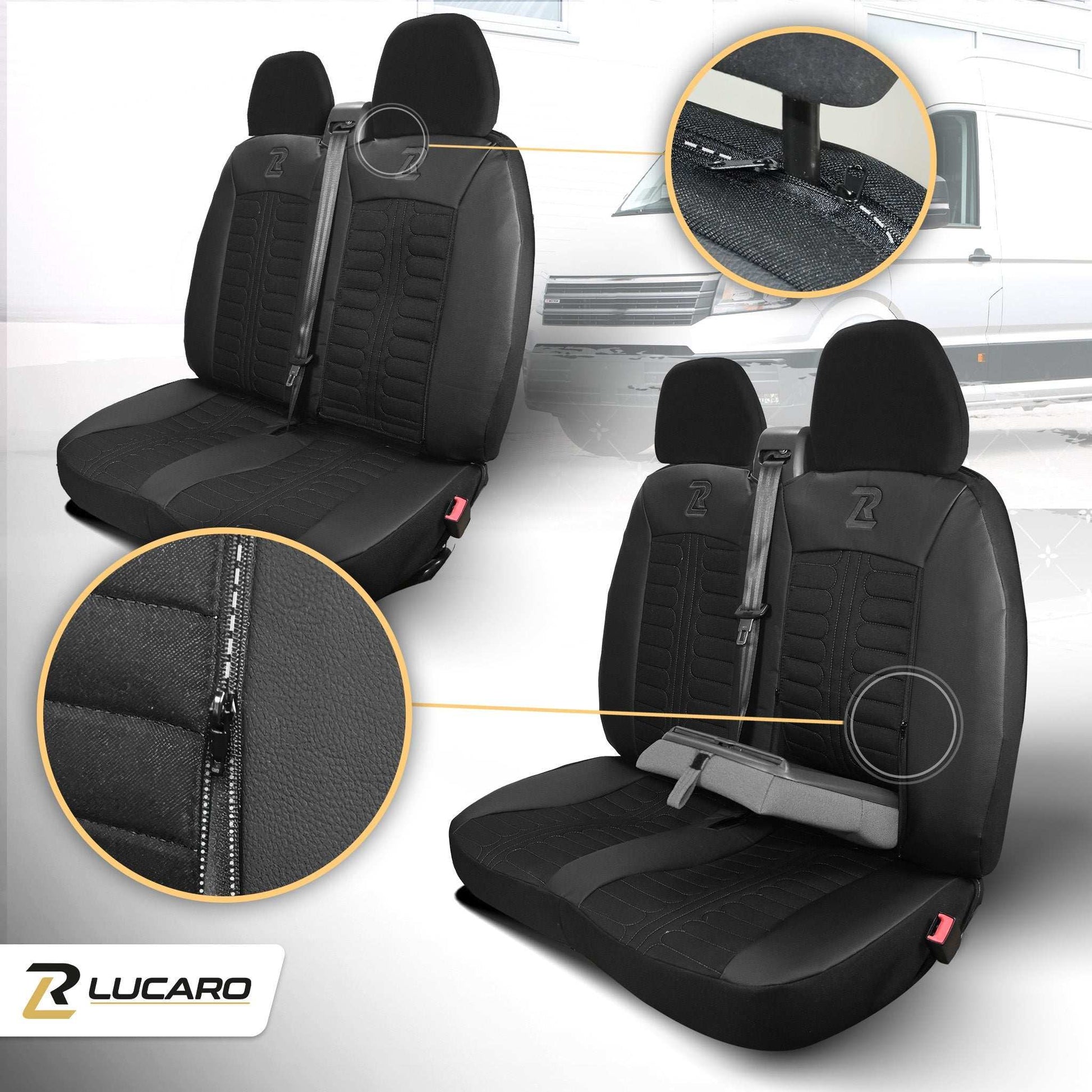 Pokrowce na fotele TORNADO Fiat Ducato, Peugeot Boxer, Citroen Jumper, Opel Movano C, RAM Promaster CZARNY 