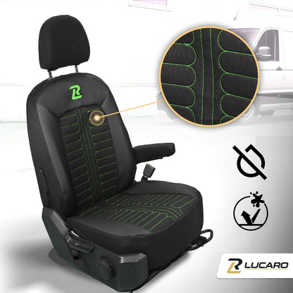 Pokrowce na fotele samochodowe TORNADO Volkswagen Crafter 2, MAN TGE 1+2 Czarno - Zielone 