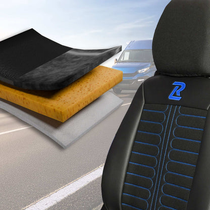 Pokrowce na fotele TORNADO Iveco Daily od 2014 1+2 - Czarno niebieski 