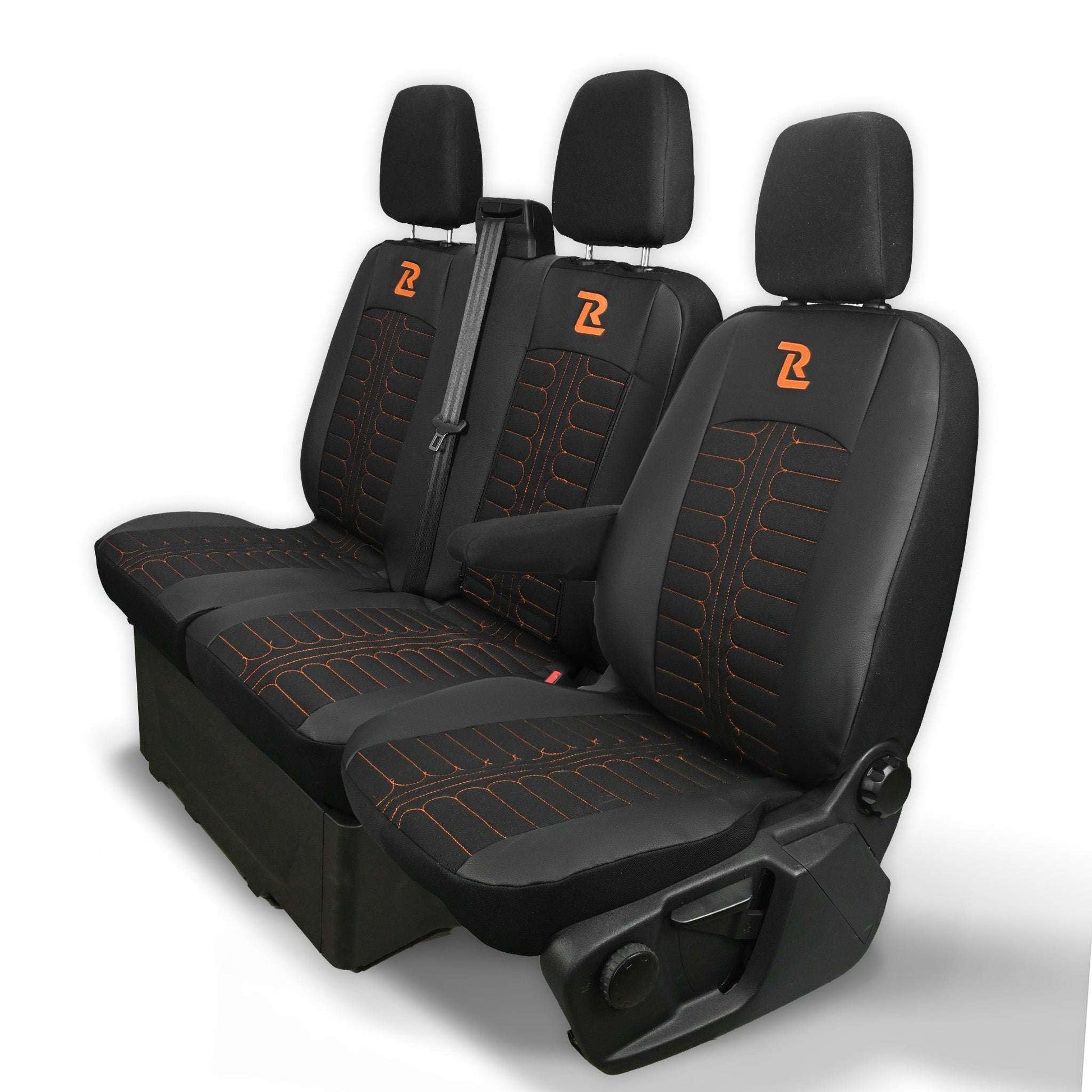Pokrowce na fotele TORNADO Ford Transit, Transit Custom od 2013 1+2 CZARNO - POMARAŃCZOWY 