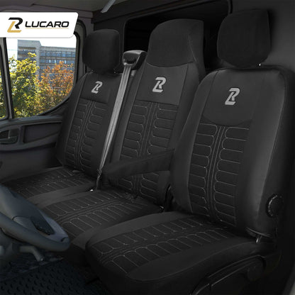 Pokrowce na fotele TORNADO Renault Master 3, Opel Movano B, Nissan NV400 - CZARNO - SZARY 