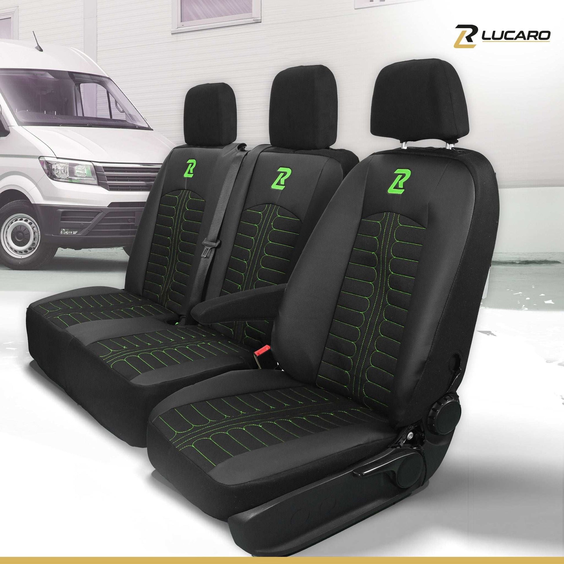 Pokrowce na fotele TORNADO Mercedes Sprinter 3 od 2018 1+2 Czarno - Zielony 