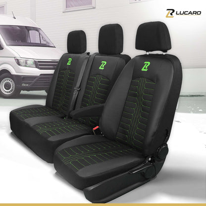 Pokrowce na fotele TORNADO Mercedes Sprinter 3 od 2018 1+2 Czarno - Zielony 
