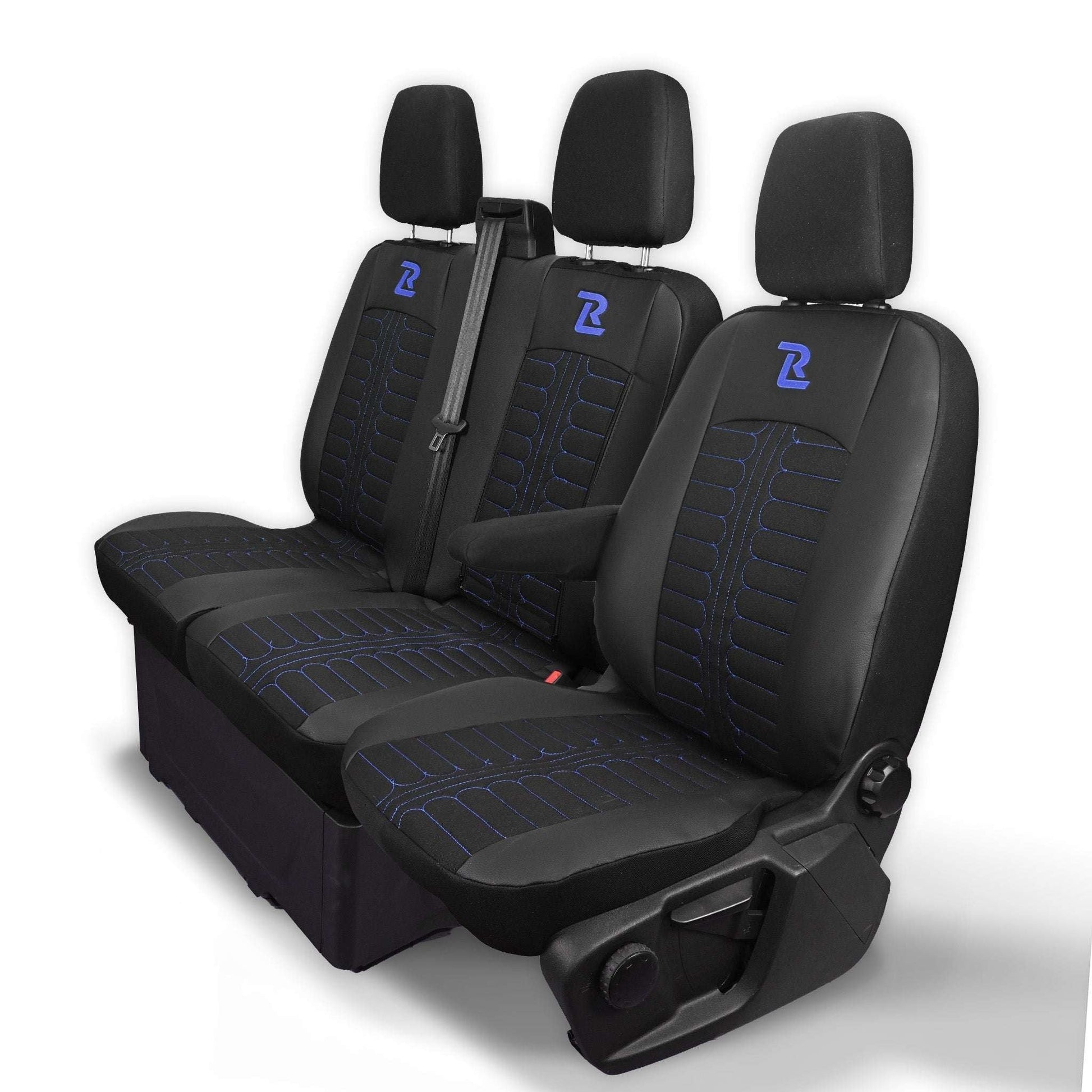 Pokrowce na fotele TORNADO Ford Transit, Transit Custom od 2013 1+2 CZARNO - NIEBIESKI 