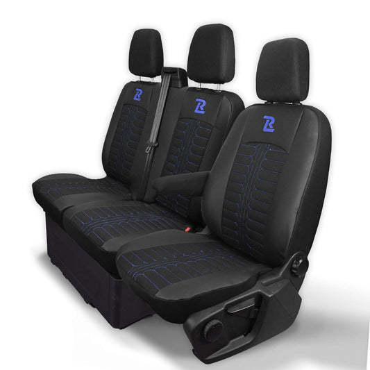 Pokrowce na fotele TORNADO Ford Transit, Transit Custom od 2013 1+2 CZARNO - NIEBIESKI 