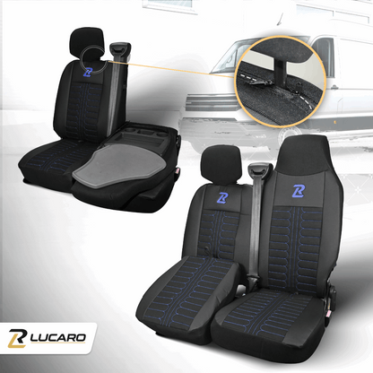 Pokrowce na fotele TORNADO Renault Master 3, Opel Movano B, Nissan NV400 - CZARNO - NIEBIESKI 