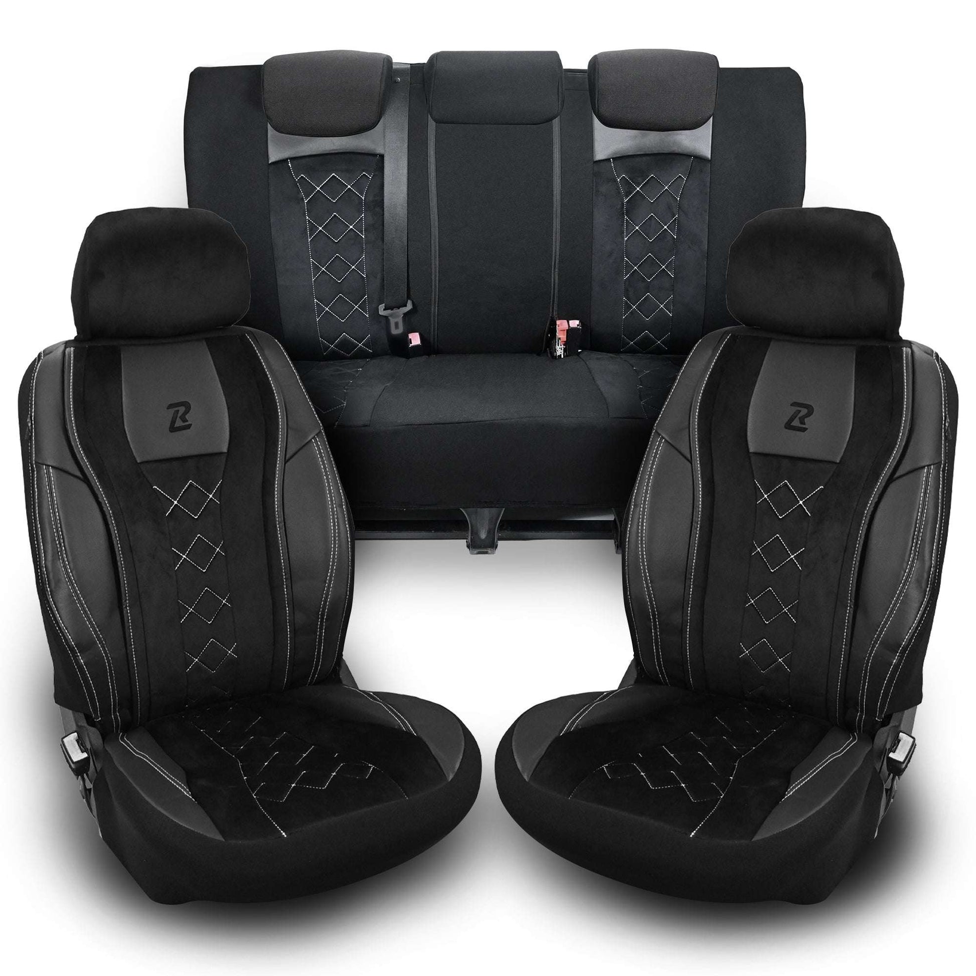Pokrowce na fotele samochodowe AERO - Czarno Szary (KOMPLET) 