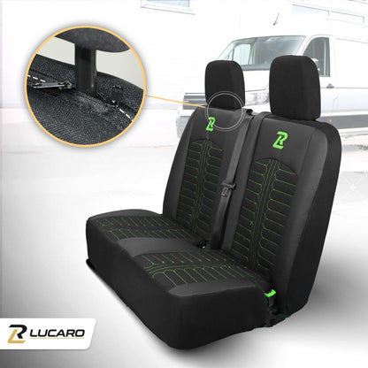 Pokrowce na fotele TORNADO Mercedes Sprinter 3 od 2018 1+2 Czarno - Zielony 