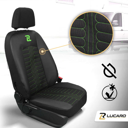 Pokrowce na fotele TORNADO Mercedes Sprinter 3 od 2018 1+2 Czarno - Zielony 