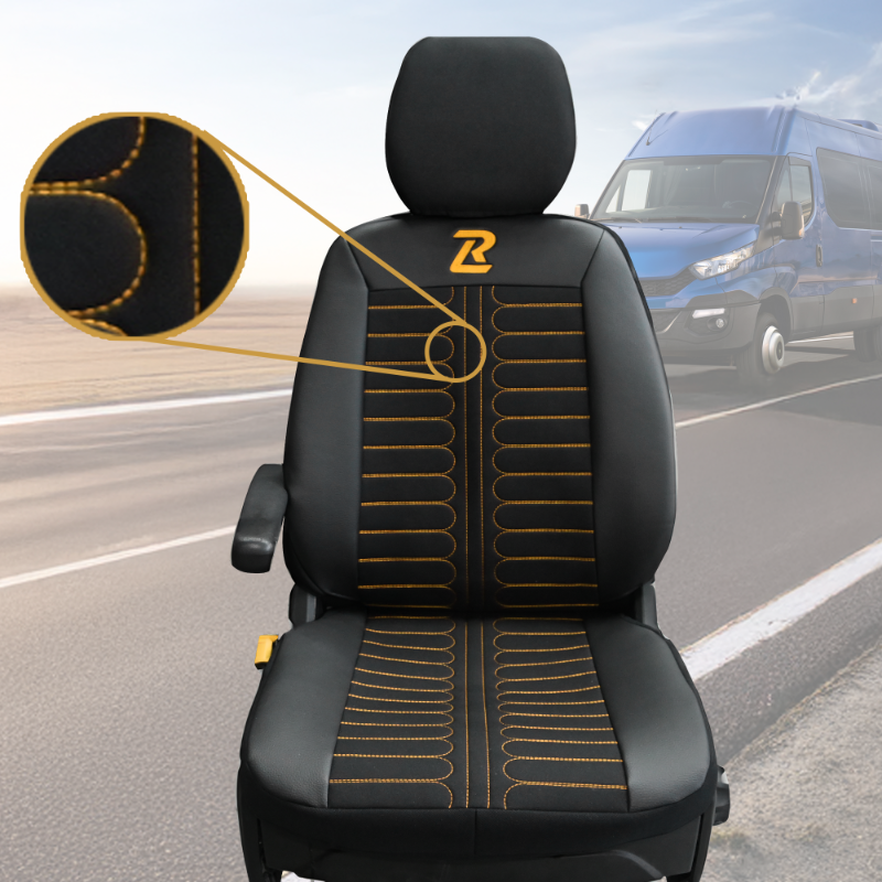 Pokrowce na fotele TORNADO Iveco Daily od 2014 r. - Czarno - pomarańczowy 