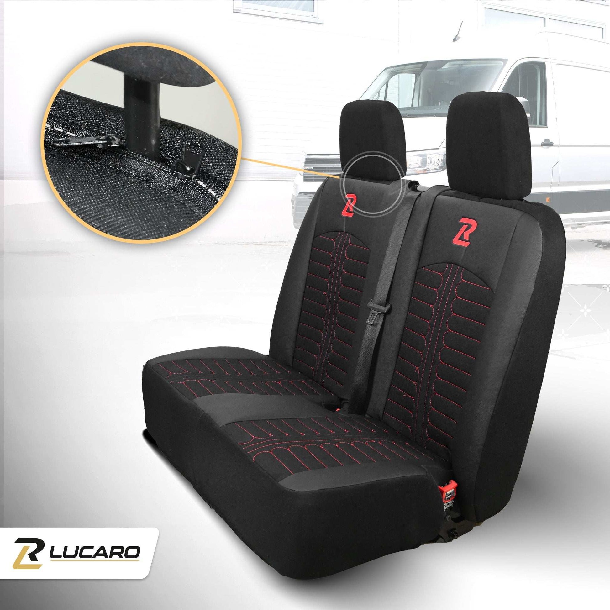 Pokrowce na fotele TORNADO Mercedes Sprinter 3 od 2018 1+2 Czarno - Czerwony 