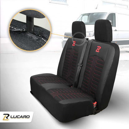 Pokrowce na fotele TORNADO Mercedes Sprinter 3 od 2018 1+2 Czarno - Czerwony 