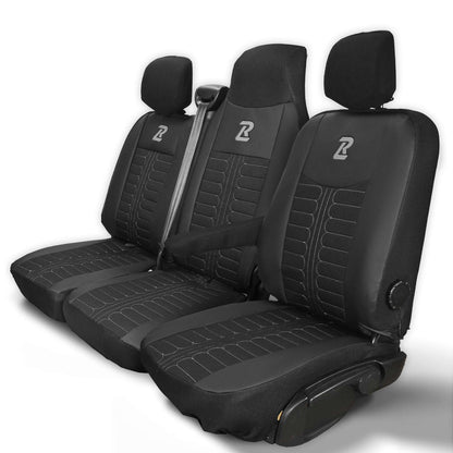 Pokrowce na fotele TORNADO Renault Master 3, Opel Movano B, Nissan NV400 - CZARNO - SZARY 