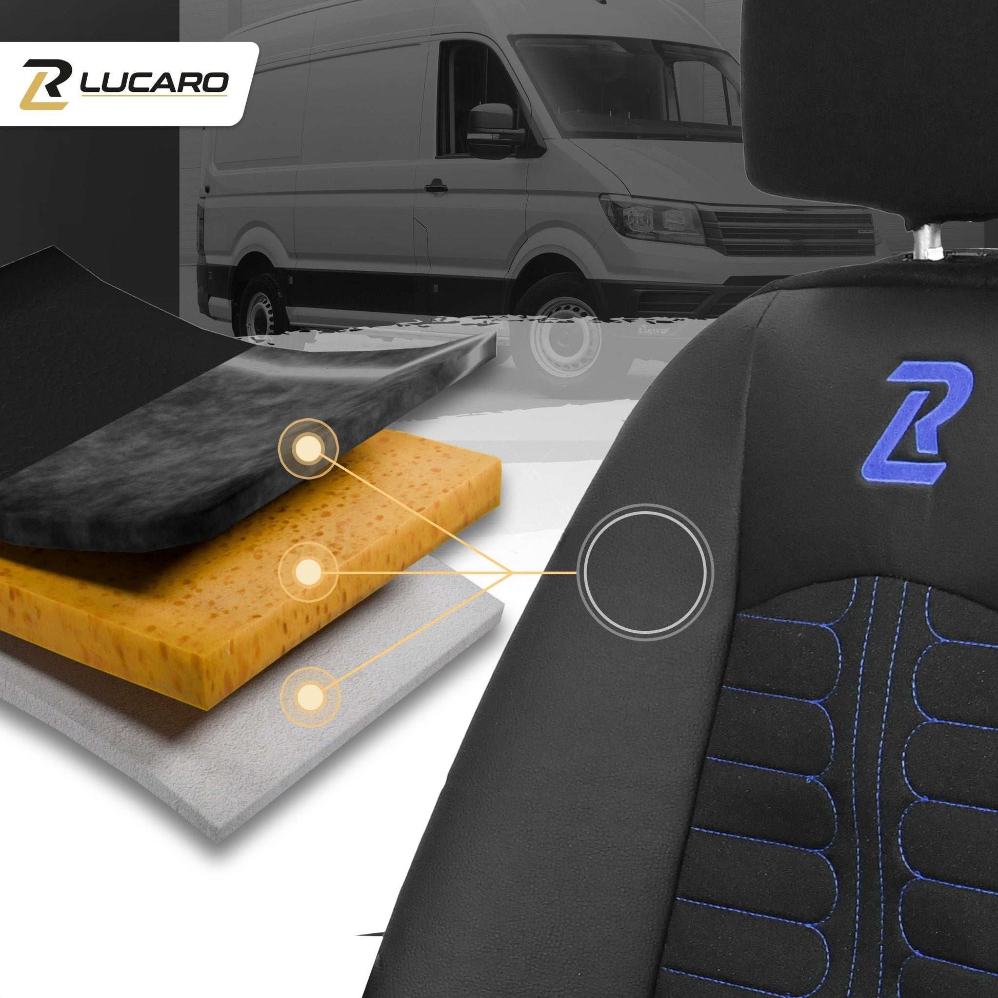 Pokrowce na fotele TORNADO Ford Transit, Transit Custom od 2013 1+2 CZARNO - NIEBIESKI 