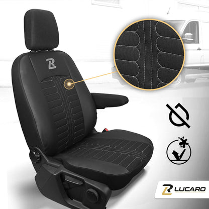 Pokrowce na fotele TORNADO Ford Transit, Transit Custom od 2013 1+2 CZARNO - SZARY 