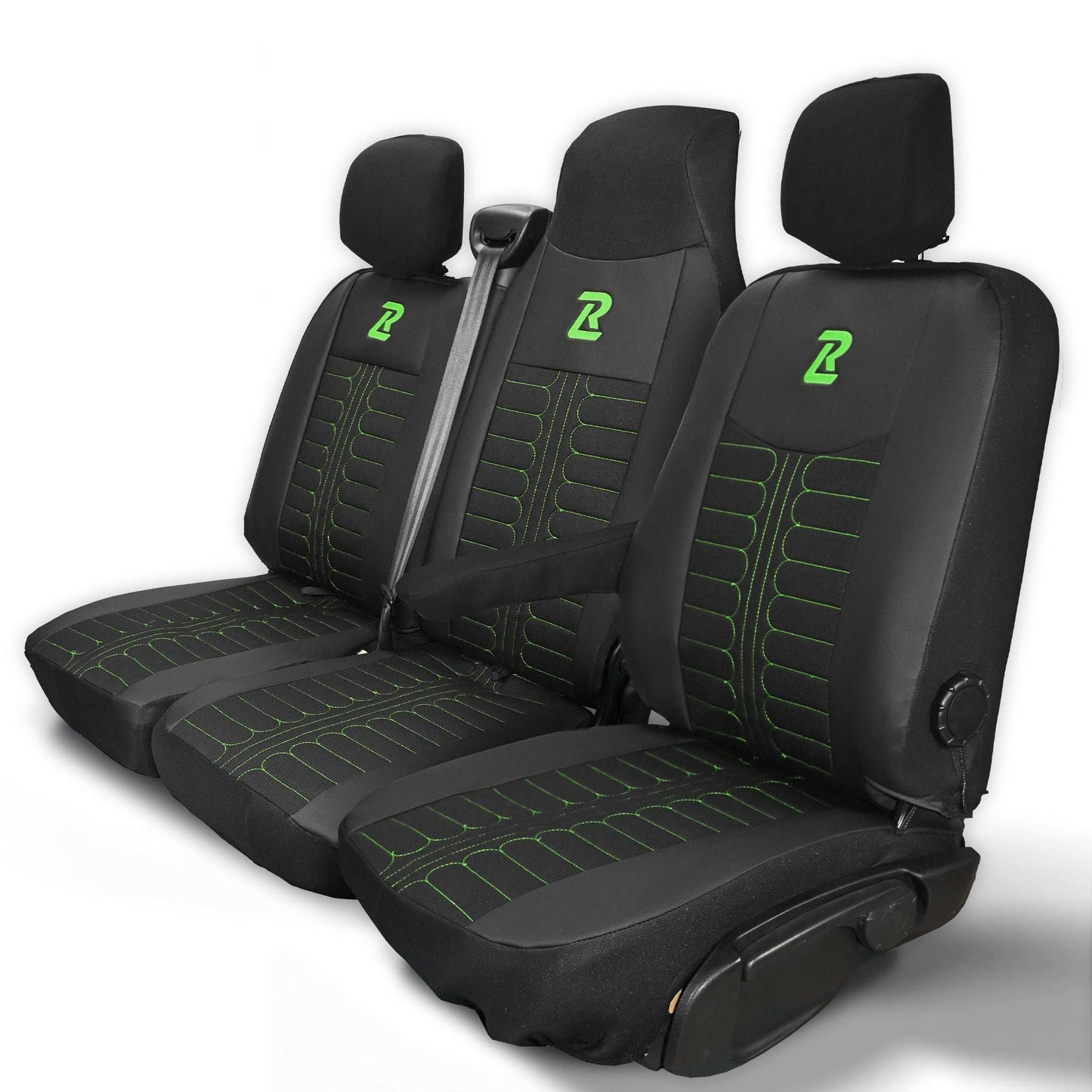 Pokrowce na fotele TORNADO Renault Master 3, Opel Movano B, Nissan NV400 - CZARNO - ZIELONY 