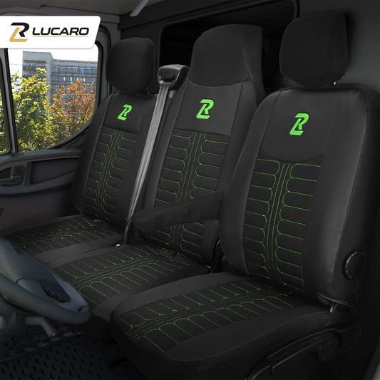 Pokrowce na fotele TORNADO Renault Master 3, Opel Movano B, Nissan NV400 - CZARNO - ZIELONY 