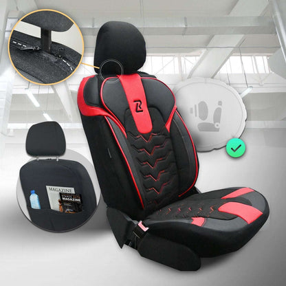 Pokrowce na fotele samochodowe OPTIMUS - CZARNO CZERWONY (KOMPLET) 