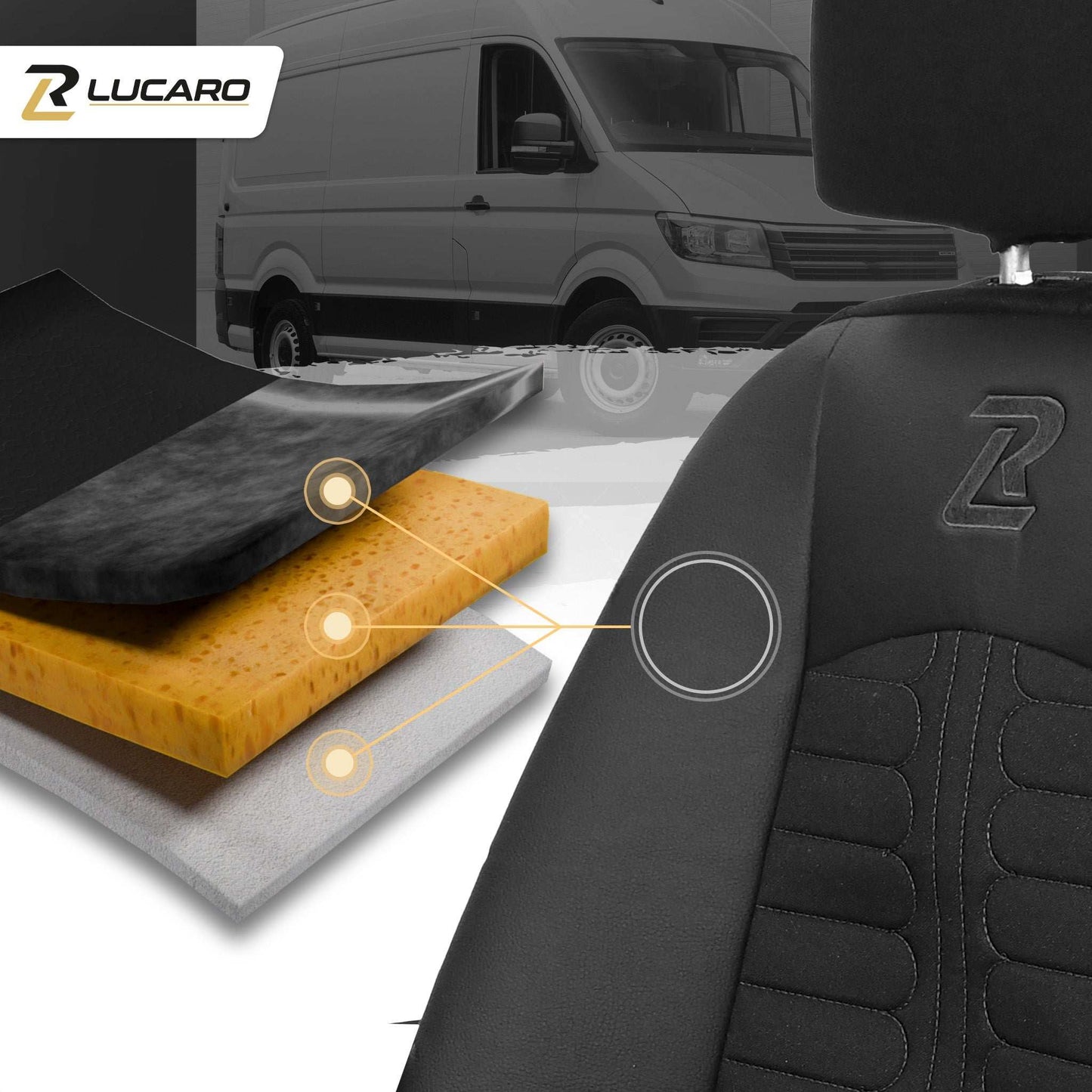 Pokrowce na fotele TORNADO Ford Transit, Transit Custom od 2013 1+2 CZARNY 