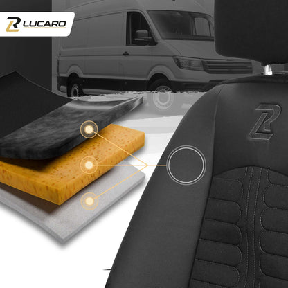 Pokrowce na fotele TORNADO Ford Transit, Transit Custom od 2013 1+2 CZARNY 