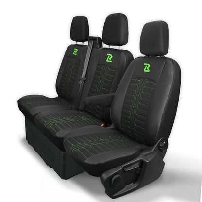 Pokrowce na fotele TORNADO Ford Transit, Transit Custom od 2013 1+2 CZARNO - ZIELONY 