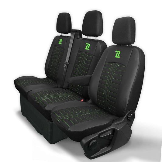 Pokrowce na fotele TORNADO Ford Transit, Transit Custom od 2013 1+2 CZARNO - ZIELONY 